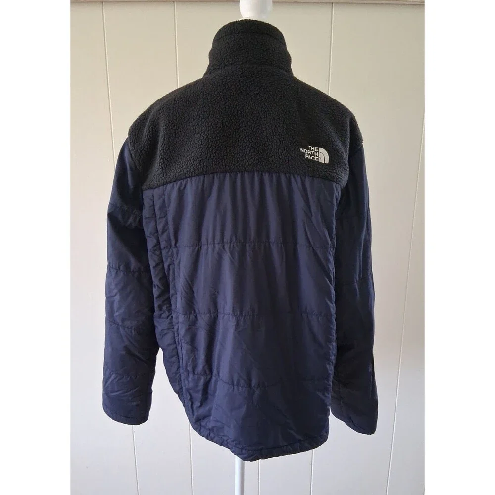 North Face Men's Large Fleece Yoke Insulated Hybrid Jacket Blue Black Full Zip